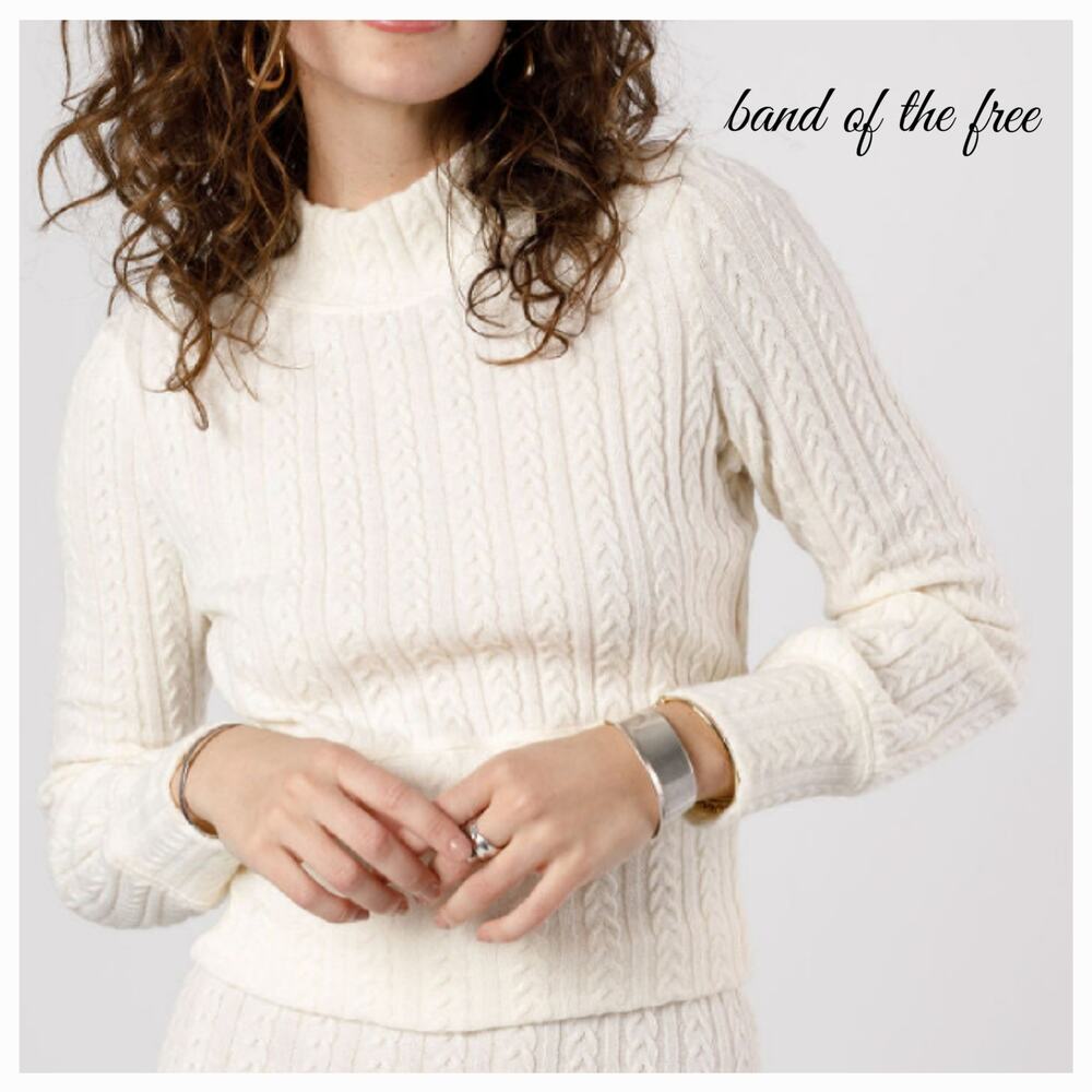 NWT B.O.G. Band of the Free Raquel Cropped Knit Sweater Top Sz. S [4-6]‎ Ivory